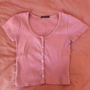 Brandy Melville Bubble Gum Pink Button Up Shirt